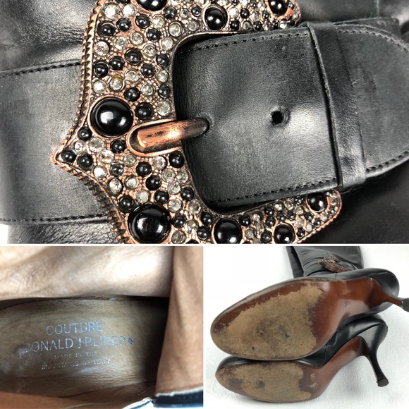 DONALD J PLINER Couture tall boots 10 black Italy - Picture 8 of 8